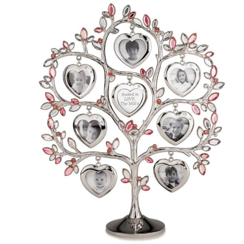Rhinestone Family Tree Picture Frame Heart Crystal Home Desktop Decoration NIB